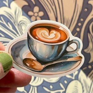 3 for $3 ~ Pretty Watercolor Latte Sticker